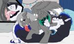  5:3 animal_genitalia animal_pussy black_body black_fur blue_eyes blue_hair bodily_fluids canid canine cunnilingus duo ears_back ejaculation equid equine equine_genitalia equine_pussy erection feathered_wings feathers female feral feral_on_feral fur genital_fluids genitals glistening glistening_eyes grey_anus grey_body grey_fur grey_mane grey_pussy grey_wings hair hi_res killthe_demon knot lying male male/female mammal mane mythological_creature mythological_equine mythology on_back oral pegasus penis pivoted_ears pussy pussy_ejaculation pussy_juice_on_tongue red_penis sex short_hair side_view tongue vaginal vaginal_fluids white_body white_fur wings 