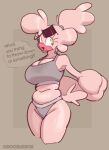 2025 anthro avian aza_(doodledox) beak big_breasts big_hands bird bra breasts cleavage clothed clothing colored colored_edge_bra colored_edge_panties colored_edge_underwear colored_sketch dialogue doodledox english_text eyebrows eyelashes eyelashes_through_hair feathers female grey_bra grey_clothing grey_panties grey_underwear hair hands_behind_back huge_breasts navel non-mammal_breasts non-mammal_navel panties pink_beak pink_body ponytail question_mark signature simple_background sketch slightly_chubby slightly_chubby_anthro slightly_chubby_female solo stretching tail text thick_eyebrows thick_thighs thighs_together training_bra translucent translucent_hair underwear wide_hips yellow_eyes