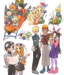  6+boys 6+girls ahoge alternate_costume augustine_sycamore black_hair blonde_hair blue_eyes bonnie_(pokemon) brown_hair calem_(pokemon) character_hat clemont_(pokemon) closed_eyes dark-skinned_female dark-skinned_male dark_skin dexio_(pokemon) diantha_(pokemon) eyewear_on_head fake_antennae fake_tail flying_sweatdrops gardevoir gogoat grant_(pokemon) green_eyes hat heart highres holding holding_map long_hair looking_at_another map multiple_boys multiple_girls multiple_views pangoro pokemon pokemon_(creature) pokemon_xy rain_(tonight_862) roller_coaster round_eyewear selfie_stick serena_(pokemon) shauna_(pokemon) siebold_(pokemon) sina_(pokemon) skiddo standing sweater tail talonflame tierno_(pokemon) trevor_(pokemon) turtleneck turtleneck_sweater tyrantrum v valerie_(pokemon) very_long_hair viola_(pokemon) white_hat 