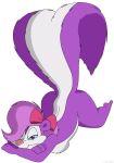  all_fours alpha_channel anthro bow_tie female fifi_la_fume hair hair_over_eye looking_at_viewer mammal mephitid one_eye_obstructed pinup_pose raised_tail shaded simple_background skunk solo subarashi tiny_toon_adventures transparent_background warner_brothers 