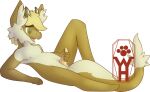  alpha_channel animal_genitalia anthro bodily_fluids erection fur genital_fluids genital_slit genitals hair hi_res horn king_(character) male masturbation nipples penis simple_background slit solo tail_tuft tuft warlordhunter01 