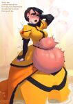  abdominal_bulge ahegao armwear ball_gown big_breasts bikupan black_lipstick blush bodily_fluids breasts clothed clothing cum cum_inflation cum_inside deep_penetration ear_piercing elbow_gloves english_text excessive_cum exhibitionism eye_roll female genital_fluids gloves handwear hi_res human human_only inflation jewelry lipstick looking_pleasured makeup mammal navel not_furry open_mouth penetration piercing raised_arm simple_background solo teeth text tongue tongue_out torn_clothing video_games 