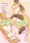  ambiguous_gender black_nose blush canid canine cover cover_art cover_page duo feral fog fox fur fur-st japanese_text kemono lying mammal on_back open_mouth orange_body orange_eyes orange_fur pawpads paws purple_eyes snout text translated unknown_artist yellow_body yellow_fur 