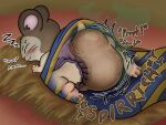 absurd_res anthro atotom912 bodily_noises cricetid diaper diaper_fetish diaper_use english_text feces foreshortening hamster hamtaro_(series) hi_res internal lying male mammal on_front pooping rodent sleep_pooping sleeping snoozer_(hamtaro) soiled_diaper soiling soiling_diaper solo stink_fumes text unclean_diaper used_diaper