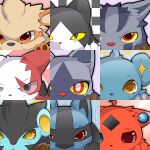  1:1 2012 ambiguous_gender arcanine blue_eyes canid canine canis felid feline felis heterochromia looking_at_viewer lucario luxray mammal mightyena nintendo okunawa pok&eacute;mon pok&eacute;mon_(species) poochyena red_eyes red_nose red_sclera shinx video_games yellow_sclera 