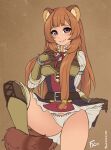  2019 animal_humanoid brown_hair canid canid_humanoid canine canine_humanoid clothed clothing female fluff-kevlar hair humanoid long_hair looking_at_viewer mammal mammal_humanoid panties raphtalia simple_background smile solo tanuki_humanoid the_rising_of_the_shield_hero underwear 