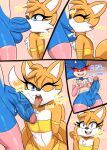  anthro balls bmayyneart canid canine clothed clothing comic crossdressing duo eulipotyphlan felaltio fox genitals girly hedgehog hi_res male male/male mammal miles_prower penis sonic_the_hedgehog sonic_the_hedgehog_(series) wide_hips 