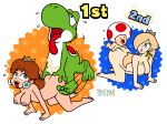 anthro barefoot bodily_fluids cum feet female genital_fluids group human human_on_anthro interspecies male male/female mammal mario_bros nintendo nude princess_daisy rosalina_(mario) sex size_difference super_mario_galaxy the_moss-man toad_(mario) yoshi yoshi_(character)