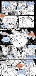 abdominal_bulge ambiguous_gender anthro black_and_white bodily_fluids comic dialogue drooling eclairscollection fin generation_1_pokemon generation_3_pokemon group growlithe hand_on_belly head_fin hi_res internal jewelry kerchief lily_(bodyno) monochrome mouth_shot multiple_prey neck_bulge necklace nintendo open_mouth oral_vore pokemon pokemon_(species) river saliva sign soft_vore speech_bubble spiral_eyes spitting_out swallowing swampert swimming tail tail_fin tongue underwater unwilling_prey uvula vore wartortle water willing_prey zangoose