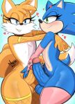  anthro bmayyneart canid canine clothing comic duo eulipotyphlan fox frottage genitals girly hedgehog hi_res legwear male male/male mammal miles_prower penis sex sonic_the_hedgehog sonic_the_hedgehog_(series) thigh_highs wide_hips 