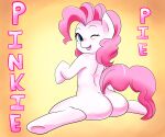  arttmadness big_butt blush butt equid equine female flexible friendship_is_magic hasbro looking_back mammal my_little_pony one_eye_closed pink_body pinkie_pie_(mlp) solo splits spread_legs spreading wink 