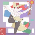  1:1 anthro braixen clothing dengon female fire looking_at_viewer nintendo panties plant pok&eacute;mon pok&eacute;mon_(species) red_eyes simple_background solo thick_thighs underwear video_games 