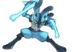  bone_rush_(pokemon) commentary gen_4_pokemon highres hunched_over legs_apart looking_at_viewer lucario pokemon pokemon_(creature) red_eyes solo spikes tokonatu yellow_fur 