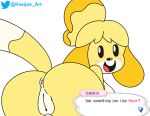 animal_crossing anthro canid canine canis domestic_dog female genitals humanoid isabelle isabelle_(animal_crossing) kiwipie_art mammal nintendo pussy solo video_games 
