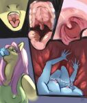  2021 5_fingers anthro clothed clothing duo equid equine eyelashes feet female fingers first_person_view fluttershy_(mlp) friendship_is_magic hasbro hi_res humanoid_feet mammal my_little_pony nipple_outline novaray nude open_mouth rainbow_dash_(mlp) tongue tongue_out vore 