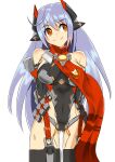  1girl blue_hair breasts drawfag highres joints large_breasts leotard long_hair poppi_(xenoblade) poppi_qtpi_(xenoblade) red_eyes robot robot_joints scarf simple_background solo white_background xenoblade_chronicles_(series) xenoblade_chronicles_2 