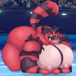  1:1 anthro biceps big_butt big_muscles big_pecs black_body black_fur bodily_fluids butt digital_media_(artwork) felid fur huge_butt huge_muscles incineroar local_candybot male mammal moobs muscular muscular_anthro muscular_male nintendo nipples nude pec pecs pok&eacute;mon pok&eacute;mon_(species) red_body red_fur solo sweat thick_thighs video_games wide_hips 