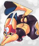  anthro ass_up big_butt bodily_fluids breasts butt clothing cosplay_pikachu_(costume) female glistening glistening_body glistening_clothing hi_res kiseff nintendo pikachu pikachu_libre pok&eacute;mon pok&eacute;mon_(species) solo spandex sweat thick_thighs tight_clothing video_games 