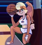  anthro basketball blonde_hair conditional_dnp female fluffy fur hair hi_res lagomorph leporid lola_bunny long_ears looney_tunes mammal midriff rabbit solo space_jam superhypersonic2000_(artist) tan_body tan_fur thick_thighs warner_brothers 