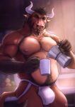 2024 allmand52 anthro appliance barazoku beard belly belly_hair biceps blue_eyes body_hair bovid bovine brown_hair bulge butt cattle chest_hair clothed clothing coffee_maker coffee_mug deltoids ear_piercing facial_hair facial_piercing food front_view fruit hair happy_trail hi_res horn jockstrap jockstrap_only kitchen kitchen_appliance looking_at_viewer male mammal manly mature_male moka_pot musclegut muscular nipples nose_piercing nose_ring pecs piercing plant pouring pouring_coffee ring_piercing slightly_chubby solo topless triceps underwear underwear_only white_clothing white_jockstrap white_underwear