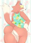  ^_^ animal_crossing anthro audie_(animal_crossing) big_breasts big_butt biped blonde_hair blush bottomless breasts brown_nose butt canid canine canis cheek_tuft clothed clothing curvaceous curvy_figure dipstick_tail eyelashes eyes_closed eyewear eyewear_on_head facial_tuft female fur glistening glistening_body glistening_fur gloves_(marking) hair hand_on_hip hi_res japanese_text kemono mammal markings multicolored_body multicolored_fur multicolored_tail nintendo open_mouth open_smile orange_body orange_fur pattern_clothing pattern_shirt pattern_topwear portrait raised_tail rear_view shirt simple_background smile snout solo standing star sunglasses sunglasses_on_head text thick_thighs three-quarter_portrait topwear tuft two_tone_body two_tone_fur two_tone_tail varnish_(artist) video_games voluptuous white_body white_fur wide_hips wolf 