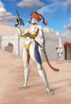 2025 absurd_res anthro big_breasts bikini blaster blaster_pistol blush bottomwear breasts butt calico_cat camel_toe cate_meowdy clothed clothing digital_drawing_(artwork) digital_media_(artwork) domestic_cat epic_games feet felid feline felis female footwear fortnite fur genitals gold_bikini golden_week gun hair handgun hi_res holding_gun holding_object holding_ranged_weapon holding_weapon looking_at_viewer mammal multicolored_body multicolored_fur panties pussy ranged_weapon sandals shoes smeargle20 smile solo star_wars stormtrooper swimwear tail tattoo toes topwear two-piece_swimsuit underwear weapon