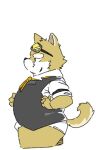  2021 anthro belly bulge butt canid canine canis clothing domestic_dog humanoid_hands kemono live-a-hero low_res male mammal overweight overweight_anthro overweight_male pie_furry procy simple_background solo underwear video_games white_background 
