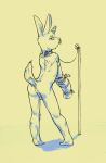  anthro balls broken_horn butt collar facial_piercing fur genitals hi_res horn kinkykong lagomorph leporid looking_back male mammal nose_piercing nose_ring nude piercing presenting presenting_hindquarters rabbit raised_tail restrained slave slave_auction slave_market submissive young 