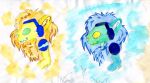  blue_body blue_eyes felid hi_res lion machine mammal pantherine protogen selinatc sketch traditional_media_(artwork) yellow_body yellow_eyes 