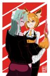  animal_ears bobby_jack commentary_request fox_ears green_hair highres kitsune looking_at_viewer maid mermaid monster_girl original red_eyes selkie_(mythology) smile yellow_eyes 