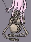  ambiguous_gender ass_up bent_over bone cosmicnaut digital_media_(artwork) duo erection genitals humanoid male male/ambiguous not_furry penis riding_crop simple_background skeleton sketch solo_focus voidirium whip 