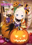  1girl apple artist_request beatrice_(re:zero) black_bow black_collar black_dress black_hat blonde_hair blue_eyes bow butterfly-shaped_pupils candy carpet closed_mouth collar collarbone copyright_name copyright_notice dress dress_bow drill_hair fireplace food fruit gift gift_bag hair_bow hair_ornament halloween halloween_costume hat highres holding holding_gift incoming_gift indoors jack-o&#039;-lantern jack-o&#039;-lantern_brooch jack-o&#039;-lantern_hair_ornament jack-o&#039;-lantern_hat kneeling light_blush lollipop long_hair looking_at_viewer official_art on_floor orange_bow orange_dress orange_hat parted_bangs pink_thighhighs purple_bow re:zero_kara_hajimeru_isekai_seikatsu re:zero_kara_hajimeru_isekai_seikatsu_witch&#039;s_re:surrection short_dress sidelocks smile solo striped_clothes striped_thighhighs swirl_lollipop symbol-shaped_pupils thighhighs twin_drills two-tone_bow two-tone_dress two-tone_hat v-shaped_eyebrows 
