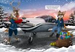  aircraft airplane anthro brush canid canine capreoline cervid christmas conditional_dnp dialogue duo fox gift holidays male mammal paint paintbrush reindeer scarf snow tani_da_real teddy_bear 