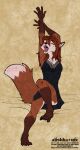  2021 4_toes 5_fingers alishka anthro breasts brown_body brown_fur brown_hair canid canine clothed clothing digital_media_(artwork) feet female fingers fox fur hair hi_res mammal open_mouth smile solo teeth toes tongue 
