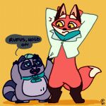  1:1 2019 anthro belly biped blue_eyes canid canine cartoon_network duo english_text fox fur hi_res mammal mao_mao:_heroes_of_pure_heart multicolored_body multicolored_fur procyonid raccoon reggie_(mao_mao:_heroes_of_pure_heart) rufus_(mao_mao:_heroes_of_pure_heart) shapeshiftinterest slightly_chubby text two_tone_body two_tone_fur yellow_eyes 