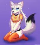  2021 anthro arctic_fox awakeningwind big_breasts blue_eyes breasts canid canine canis claws clothed clothing digital_drawing_(artwork) digital_media_(artwork) english_text female female/female fox fur hair hi_res looking_at_viewer mammal paws portrait simple_background sketch smile solo text three-quarter_portrait white_body white_fur wolf 
