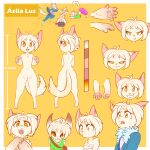  1:1 2021 all_fours anthro azila bent_over bored bottomless breasts butt chest_tuft clothed clothing digital_media_(artwork) domestic_cat fan_character felid feline felis female fully_clothed galo grin hair happy hi_res looking_at_viewer mammal model_sheet naughty_face nude pawpads paws running small_breasts smile standing stretching tuft wide_hips young 