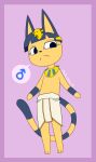  absurd_res animal_crossing ankha_(animal_crossing) anthro blue_hair border crossgender domestic_cat egyptian felid feline felis gender_symbol hair hi_res male mammal nintendo porldraws purple_border solo symbol topless_male video_games ♂ 