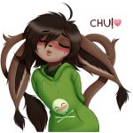  1:1 alpha_channel american_mythology anthro brown_body brown_fur brown_hair chupacabra clothing eric_dielli fur girly green_eyes hair hoodie lemur2003_(artist) lips male mythology simple_background solo topwear transparent_background 