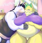  &lt;3 2020 5_fingers anthro armadillo belly big_belly big_breasts black_hair blush bottomless breasts bulge canid canine canis clothed clothing cocolog curvy_figure dingo duo english_text featureless_crotch female fingers fur green_eyes green_highlights hair hand_on_stomach hi_res highlights_(coloring) huge_breasts kemono kissing male male/female mammal narrowed_eyes overweight overweight_anthro overweight_female overweight_male pregnant romantic_couple signature squint text thick_thighs voluptuous white_body white_fur xenarthran yellow_body yellow_fur 