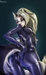  absurd_res anthro clothing female helluva_boss hi_res loona_(vivzmind) nastya_tan rubber rubber_suit solo 