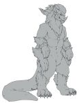  anthro bracelet digitigrade featureless_crotch hi_res horn jewelry male monster multi_arm multi_limb narusewolf necklace nude solo standing thick_tail tusks unknown_species 
