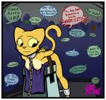  anthro bethesda_softworks border bound breasts comic dialogue digital_media_(artwork) english_text felid feline felis female fourball fur group hi_res katia_managan khajiit mammal nipples nude prequel profanity speech_bubble text the_elder_scrolls video_games webcomic webcomic_character white_border yellow_body yellow_fur 