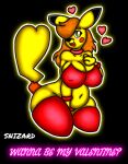  anthro big_breasts blush bra breasts cleavage clothed clothing curvy_figure female hi_res holidays nintendo partially_clothed pikachu pok&eacute;mon pok&eacute;mon_(species) pok&eacute;morph slightly_chubby snizard solo thick_thighs underwear valentine&#039;s_day video_games wide_hips 