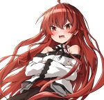  1girl ahoge commentary_request crossed_arms eris_greyrat eyebrows_visible_through_hair highres long_hair long_sleeves looking_at_viewer mushoku_tensei open_mouth red_eyes red_hair simple_background solo takanashi_kei_(hitsujikan) very_long_hair white_background 