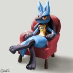  2019 3_fingers 3_toes absurd_res ambiguous_gender anthro black_body black_fur black_inner_ear black_pupils blue_body blue_ears blue_fur blue_tail chair chest_spike colored crossed_legs digital_media_(artwork) digital_painting_(artwork) feet fingers front_view full-length_portrait fur fur_tuft furniture hand_spike hi_res iris light lighting looking_at_viewer lucario multicolored_body multicolored_fur nakios neck_tuft nintendo orange_eyes pok&eacute;mon pok&eacute;mon_(species) portrait pupils shaded shadow signature simple_background sitting smile snout solo spikes spikes_(anatomy) three-quarter_view toes tuft video_games white_background yellow_body yellow_fur 