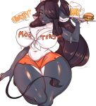  alcohol anthro beer beverage big_breasts black_hair bottomwear bovid bovine breasts burger cattle clothing covered_breasts female food hair hair_over_eye huge_breasts huge_thighs inkbuns mammal nipple_outline one_eye_obstructed shorts simple_background solo thick_thighs white_background wide_hips 