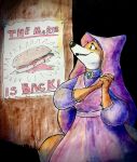  2023 advertisement anthro black_nose breasts canid canine clasped_hands clothed clothing disney dress english_text eyelashes female fox fur hi_res maid_marian mammal mcdonald&#039;s olivedreampuppy orange_body orange_fur painting_(artwork) poster red_fox red_text robin_hood_(disney) shaded smile snout solo text traditional_media_(artwork) traditional_painting_(artwork) traditional_watercolor_(artwork) true_fox veil watercolor_(artwork) white_body white_fur 