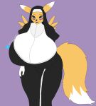 anthro bandai_namco big_breasts breasts cleavage clothed clothing digimon digimon_(species) female hi_res huge_breasts hyper hyper_breasts looking_at_viewer nun_habit nun_outfit religious_clothing renamon solo truly_fates_(artist)