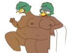  2_heads 3_breasts 3_legs anatid anseriform anthro avian big_breasts bird breasts conjoined_twins duck female huge_breasts multi_breast multi_head obese overweight theyton 